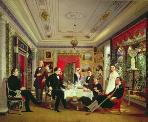 En la mesa de té